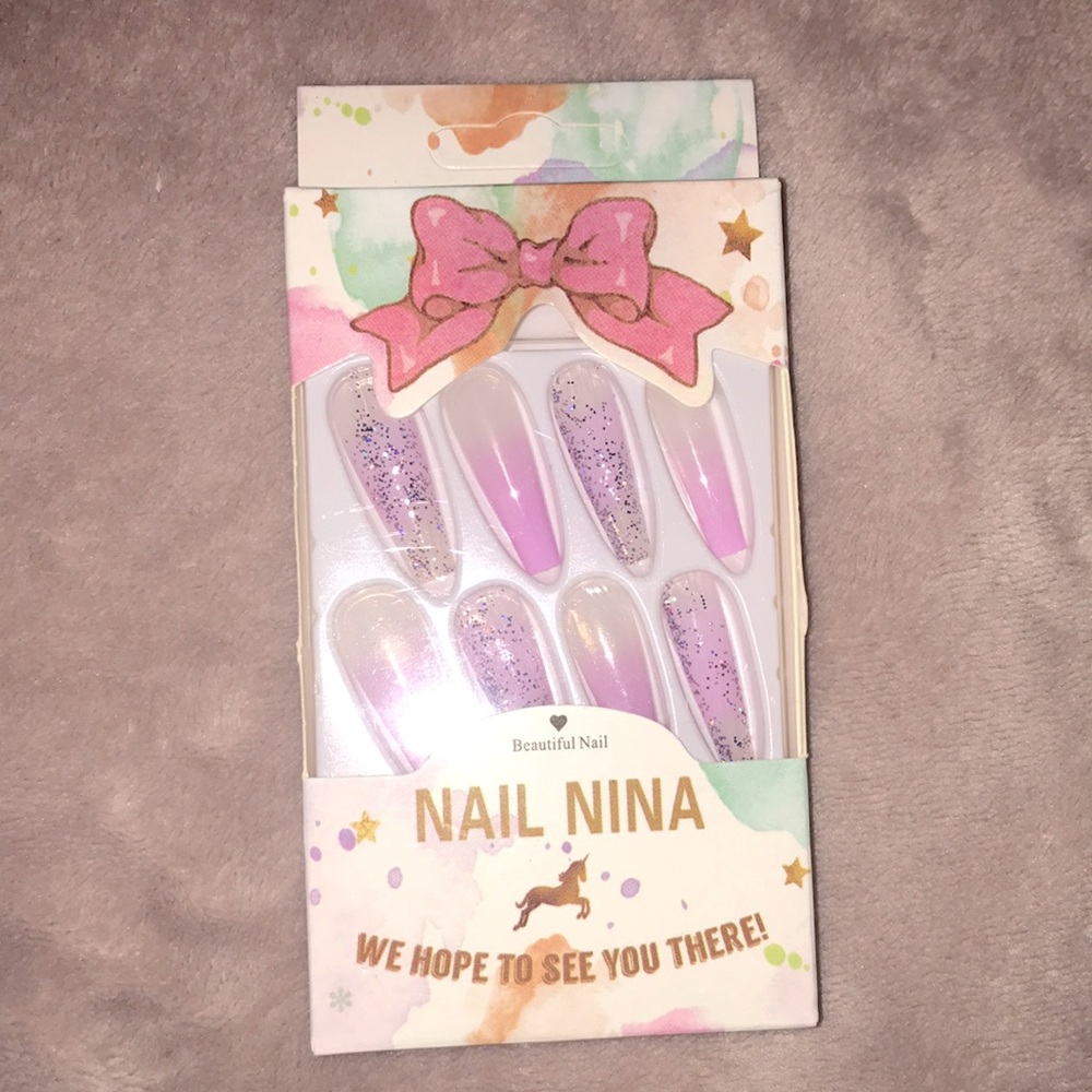 Purple glitter nails